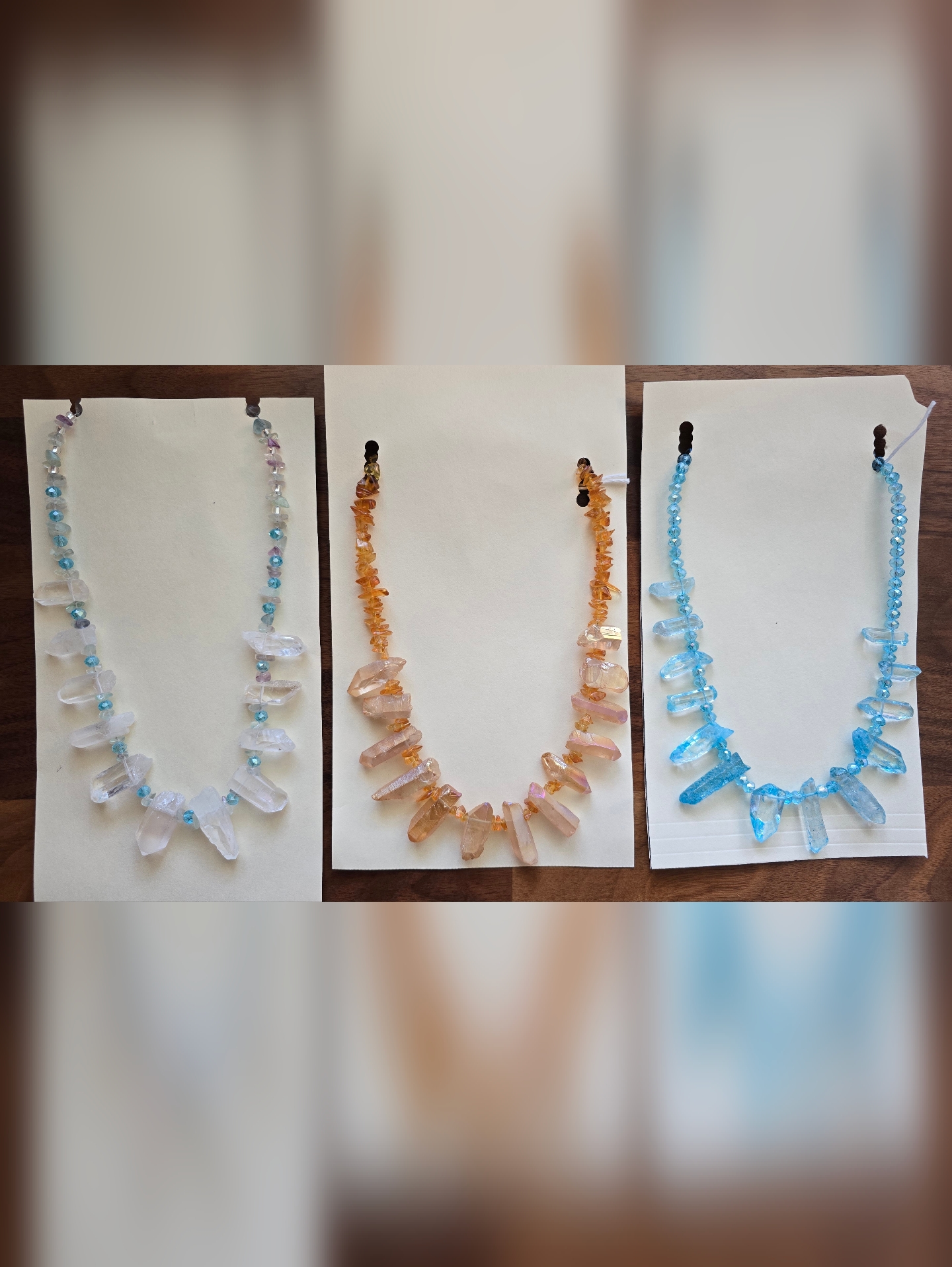 Handmade Crystal-Inspired Necklace Set (3 Pieces) Quartz Appearance, As-Is